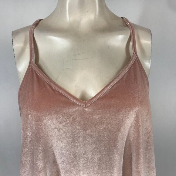 MADEWELL - WOMEN'S LARGE - PINK SPAGHETTI STRAP V NECK VELOUR TANK CAMISOLE - Picture 2 of 7